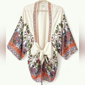 FLYING TOMATO Beach FLORAL KIMONO Duster Open Front Swimsuit COVER UP Size S/M